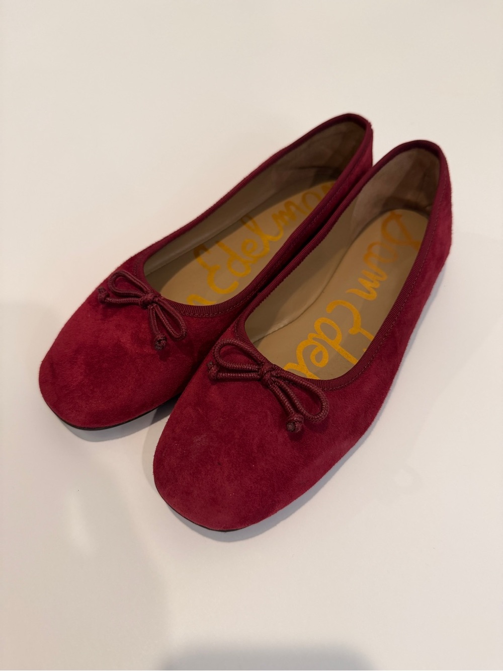 Sam Edelman Burgundy Suede Ballet Flats Bow Detail Women’s Size 6.5
